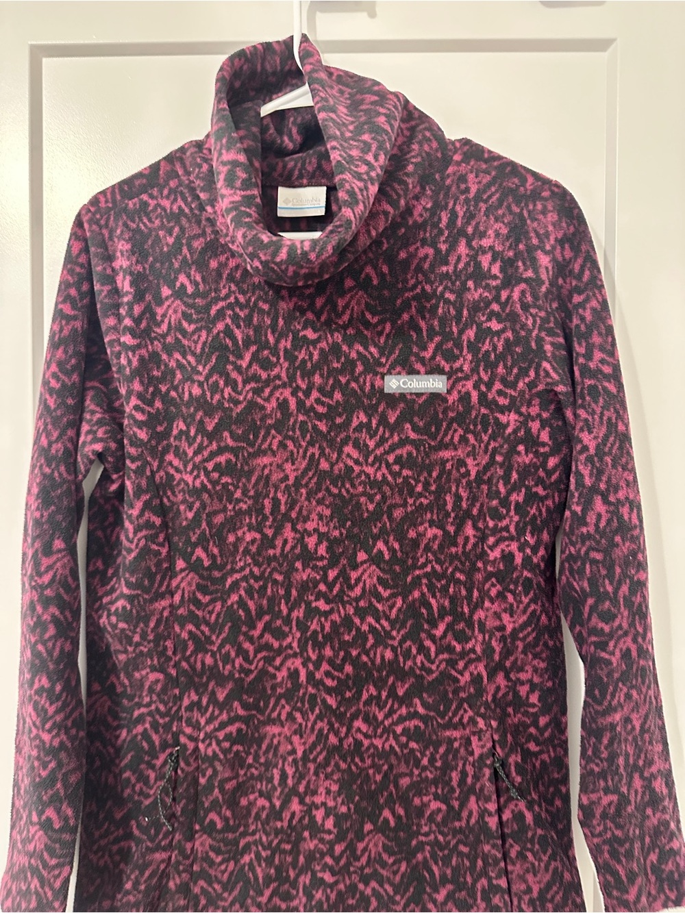 Columbia Ali Peak Fleece Cowl Neck Tunic Pink Black Patterened Size Small - Picture 7 of 12